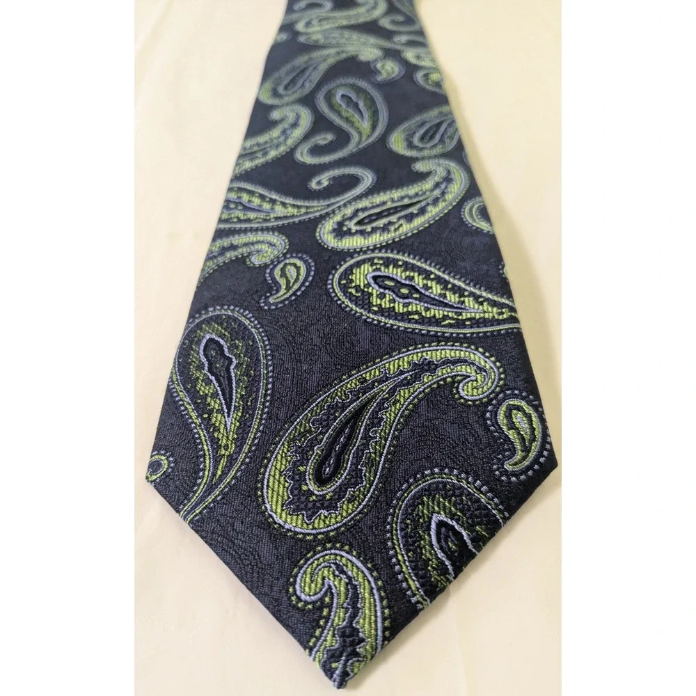 New 1812 Society Blue w/Yellow Paisley Hand Made Luxury Jacquard Silk Tie 58x3.5